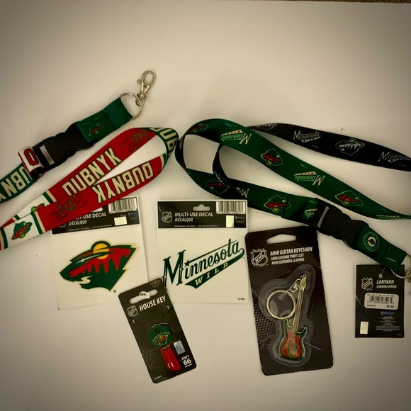 NHL Other - MN WILD ACCESSORIES LOT 2 LANYARDS, KEYCHAIN, 2 DECALS, & 1 HOUSE KEY 🔑 NEW